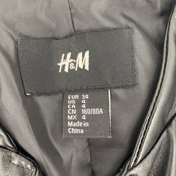 H&M Size 4 Black Faux Leather Brando Style Jacket With Fringes Western Boho - Picture 5 of 12